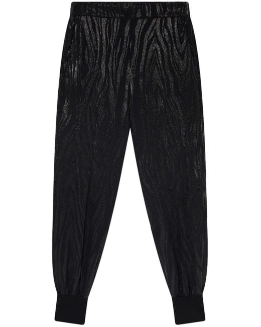 Stella McCartney Black Wood-Grain Effect Tapered Trousers