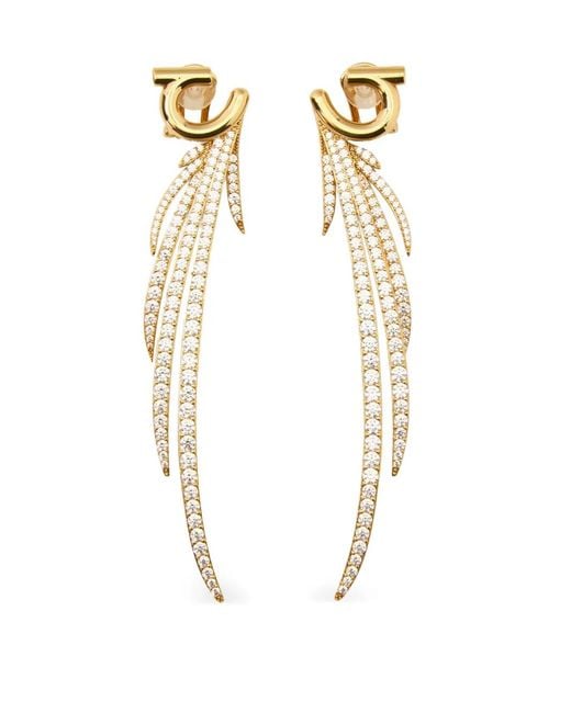 Ferragamo Metallic Earrings With Crystals