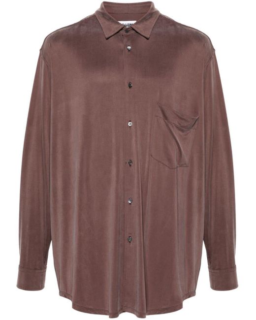 Magliano Brown Braided-strap Detailed Silk Shirt for men