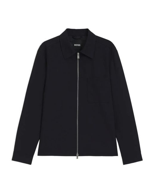Boss Blue Zip-Front Pocket Jacket for men