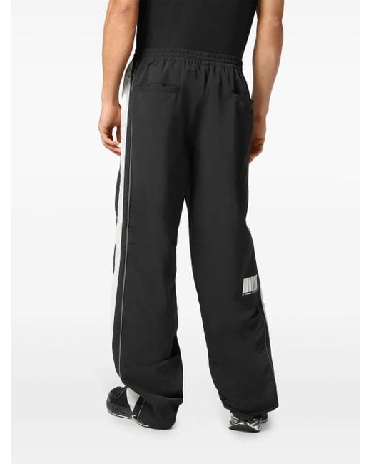 Philipp Plein Black Side-Stripe Track Pants for men
