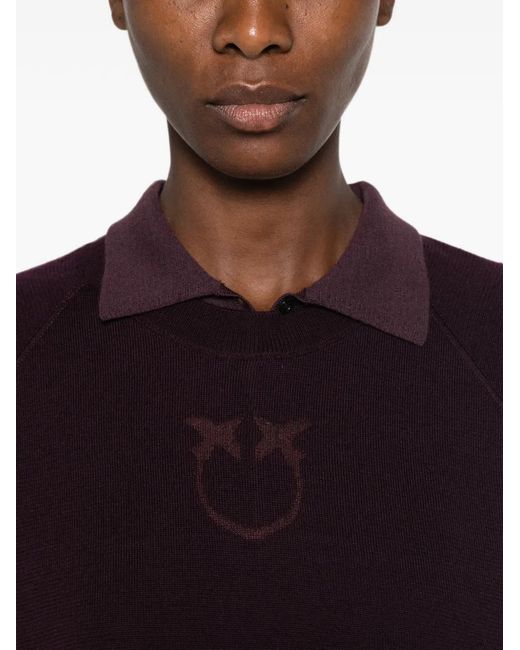Pinko Purple Love Birds-Embroidered Raglan-Sleeve Sweater