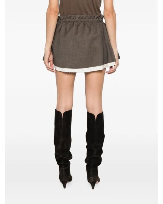 ELEH Brown Layered Mini Skirt