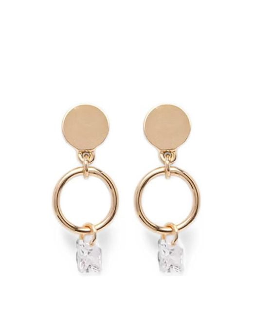 DKNY Natural Crystal-Pendant Hoop Earrings