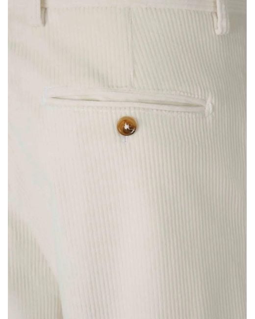 Berwich White Corduroy Tailored Trousers for men