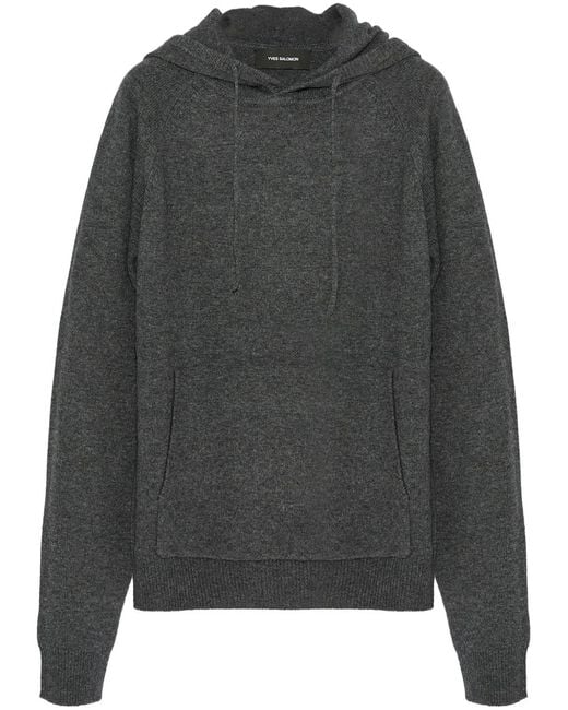 Yves Salomon Gray Knit Hoodie for men