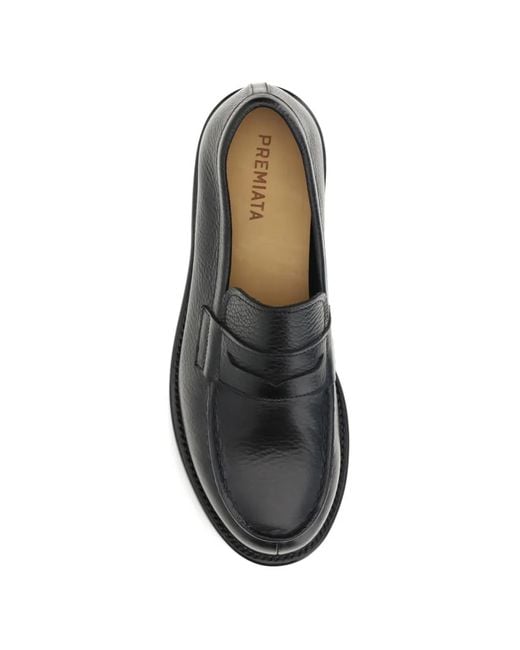 Premiata Black Grainy-Leather Penny Loafers for men