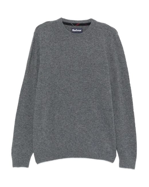 Barbour Gray Wool Crewneck Sweater for men