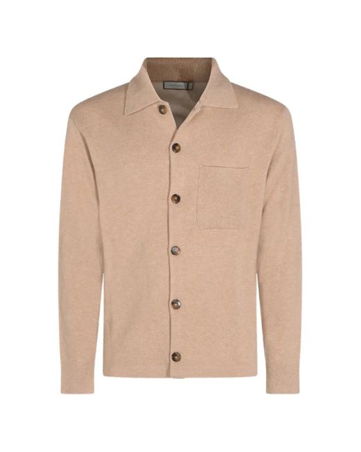 Canali Natural Spread-Collar Chest-Pocket Cardigan for men