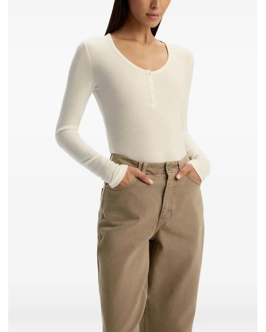 12 STOREEZ Natural Henley Buttoned Top