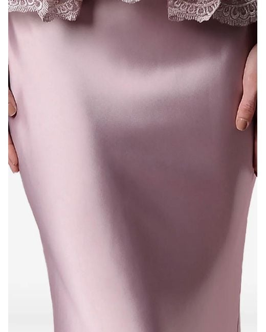 Gemy Maalouf Pink Satin-Finish Floor-Length Skirt