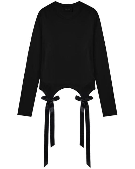 Simone Rocha Black Bow Tail Easy T-Shirt
