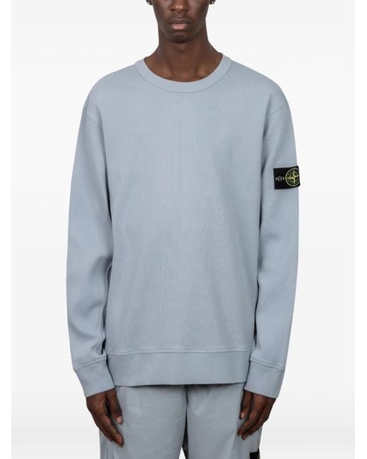 Stone Island Blue Logo-Patch Sweatshirt for men