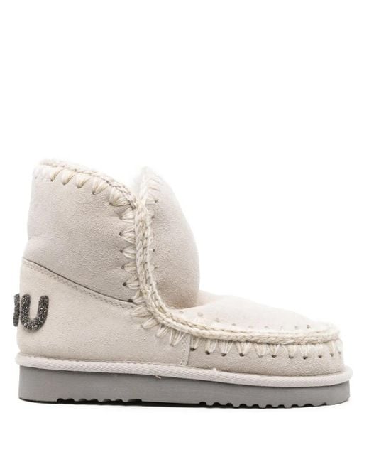Mou Natural Whipstitch-Detail Sheepskin Boots