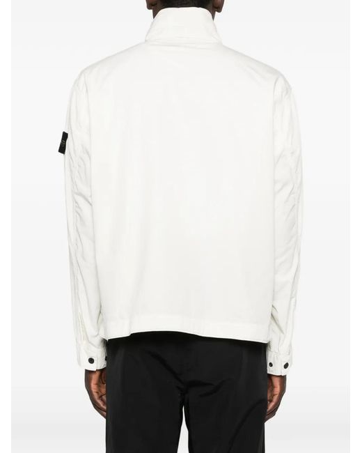 Stone Island White Veste Zippée À Poches Multiples for men