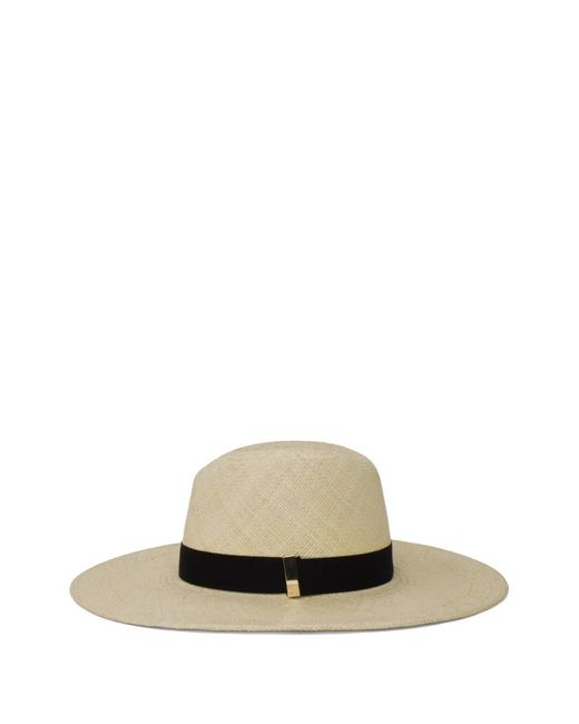 Gigi Burris Millinery White Jeanne Grosgrain-Trim Hat