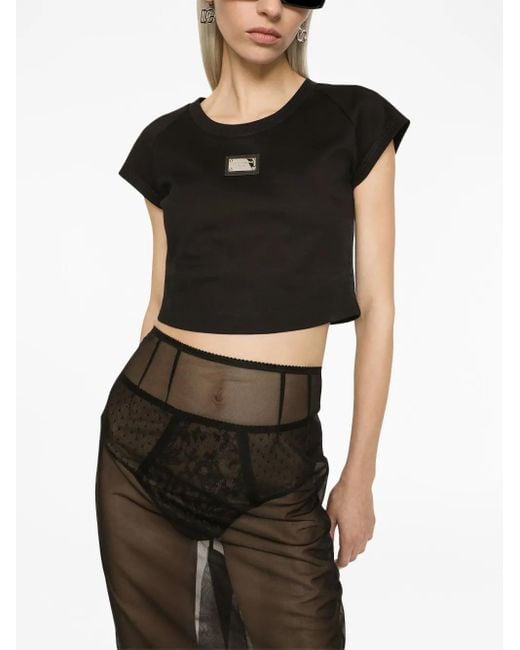 Dolce & Gabbana Black Cropped T-Shirt