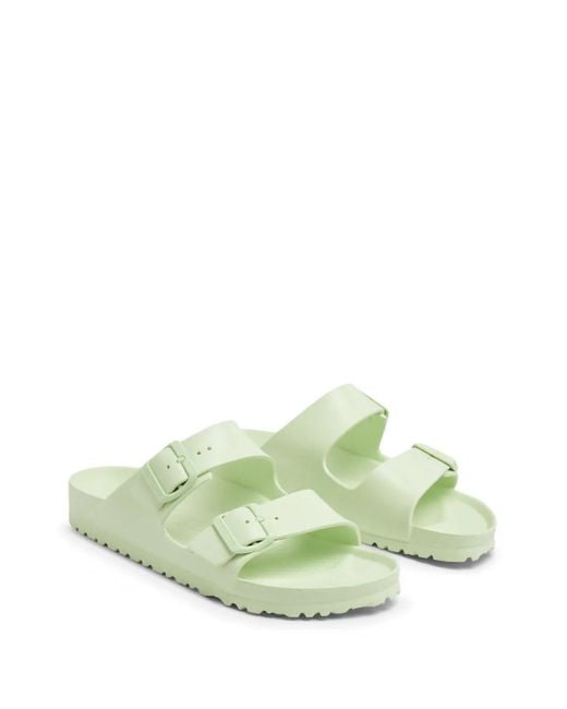 Birkenstock Green Buckled Flat Slides