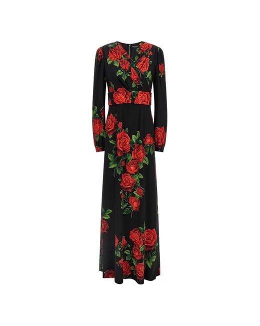 Dolce & Gabbana White Rose-Print Wrap Maxi Dress
