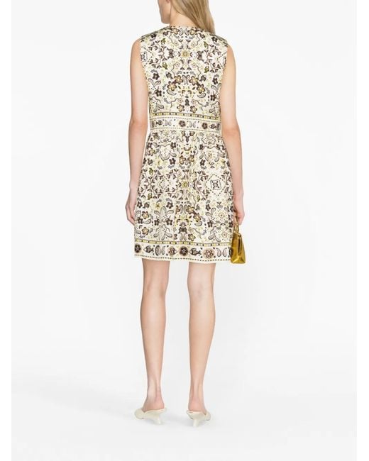 Tory Burch White Pisces Dream-Print Silk Dress