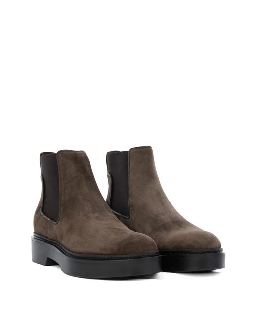 Santoni Brown Suede Chelsea Boots
