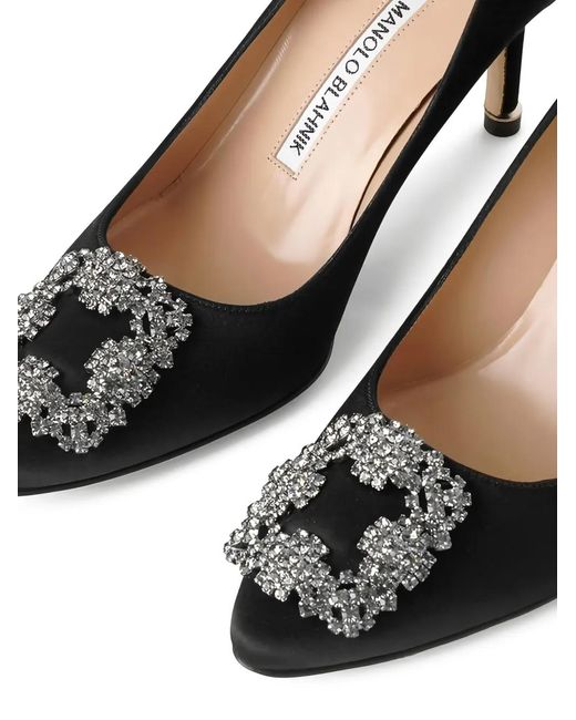 Manolo Blahnik Black Embellished Heel Pumps