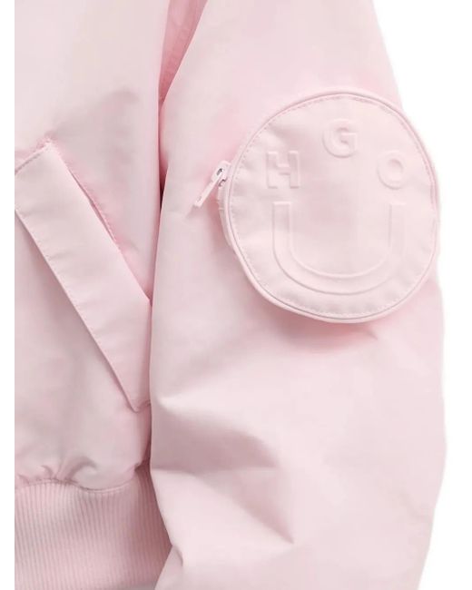 HUGO Pink Smiley-Face Pocket Bomber Jacket