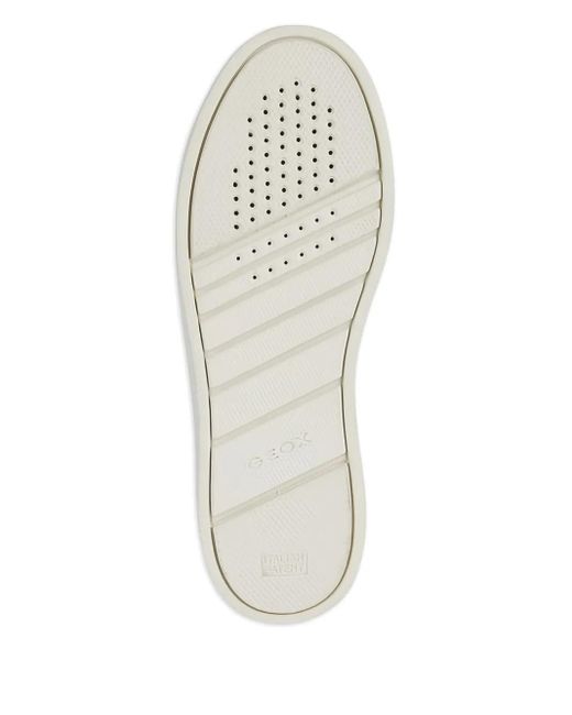 Geox White Skyely Perforated-Panel Leather Sneakers