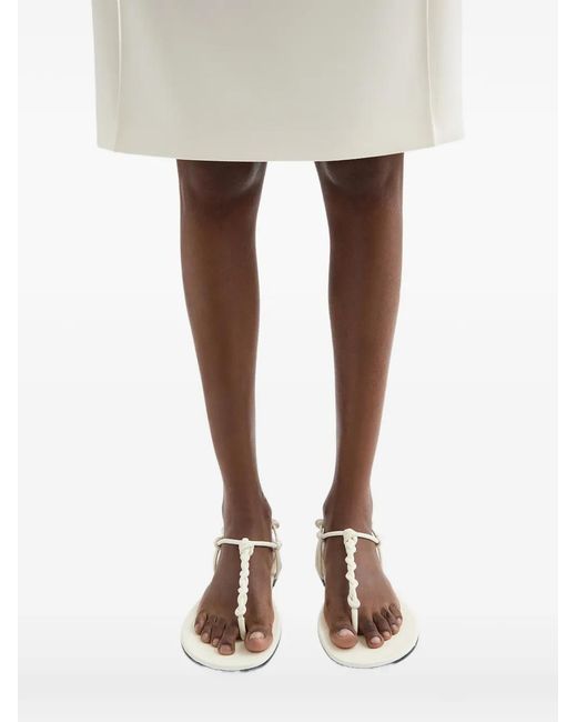 Jil Sander White Knotted-Strap Flat Sandals