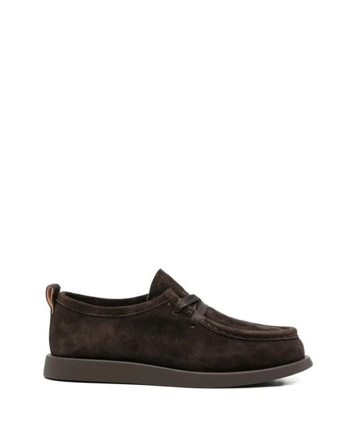 SERGIO MORETTI FIRENZE Black Suede Apron-Toe Derby Shoes