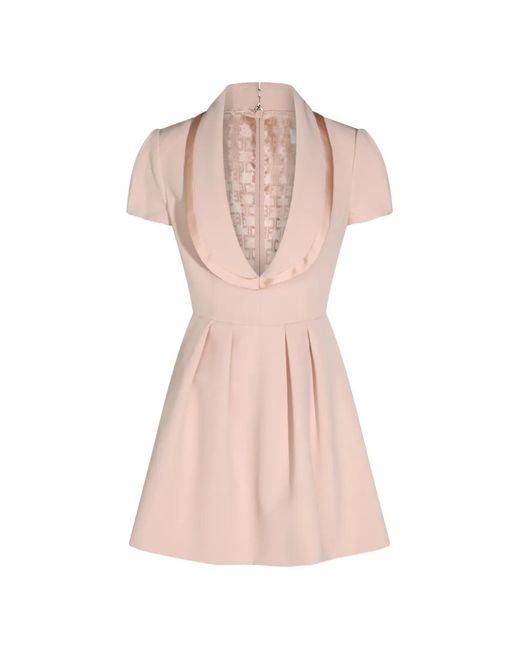 Elisabetta Franchi Pink Pleated Mini Satin-Trim Dress