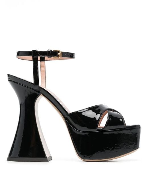 Moschino Black Patent Leather Platform Sandals