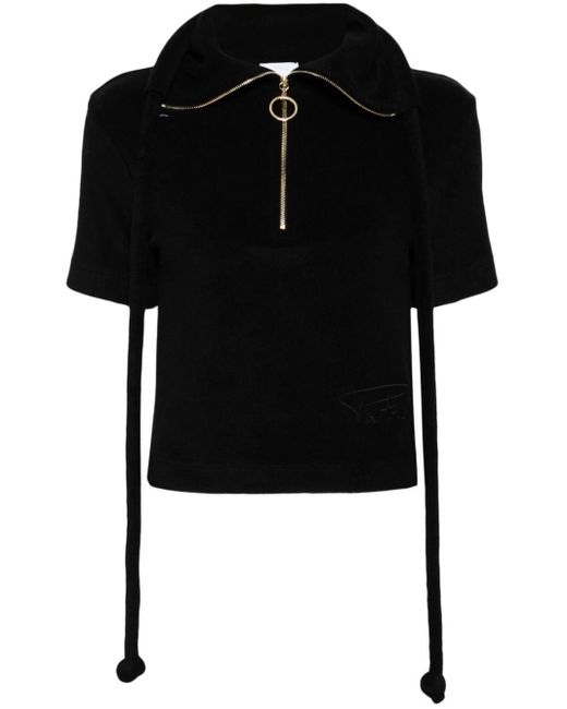 Patou Black Half-zip Terrycloth Polo Shirt