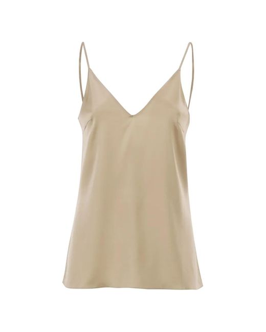 Brunello Cucinelli Natural Stretch Silk Satin Top