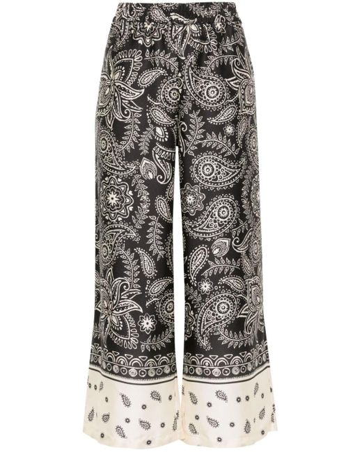 Liu Jo Gray Paisley-print Cropped Trousers