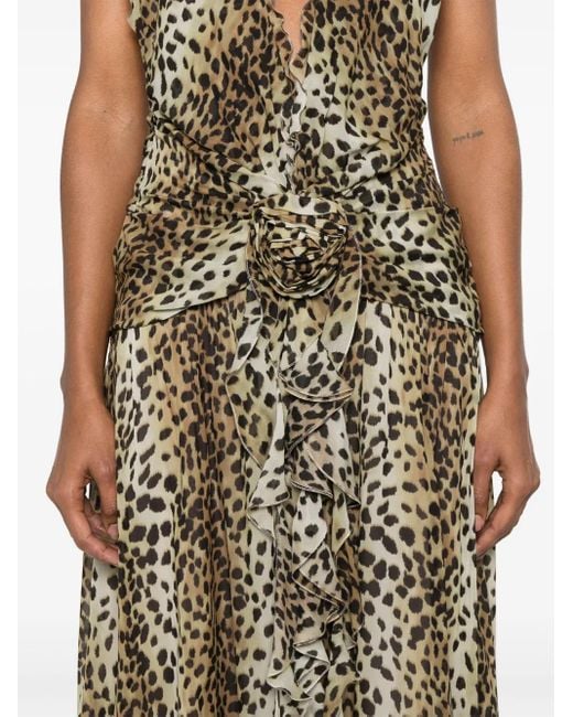 Blumarine Maxi-Rok Met Luipaardprint in het Metallic