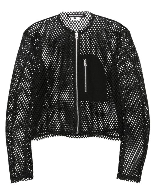 Junya Watanabe Black Perforated Zip-Up Jacket