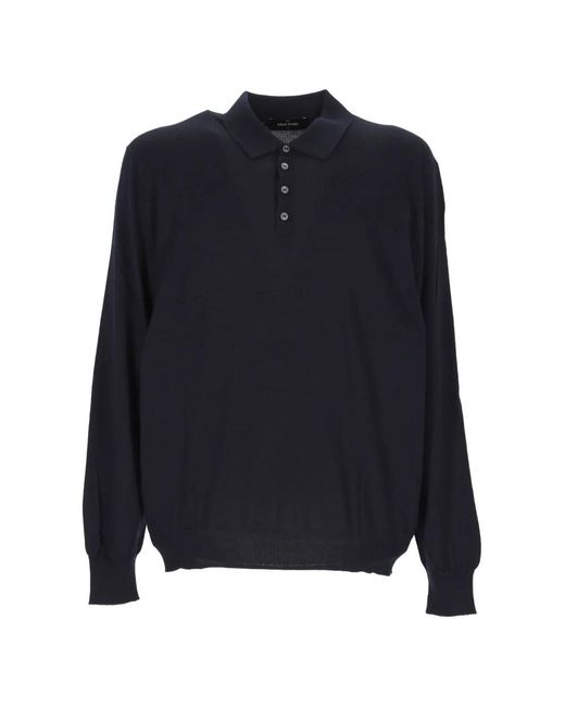 Gran Sasso Blue Long-Sleeved Polo Shirt for men