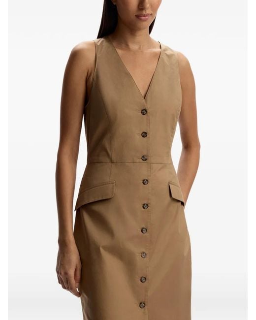 12 STOREEZ Natural Button-Up Sleeveless Maxi Dress