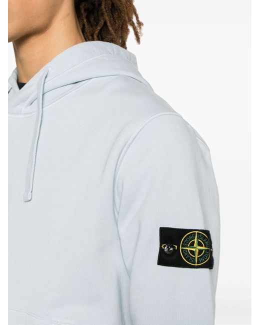 Stone Island Blue Compass-badge Cotton Hoodie for men