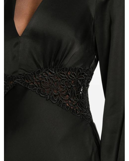 Twinset Black Lace-Insert Open-Back Maxi Dress