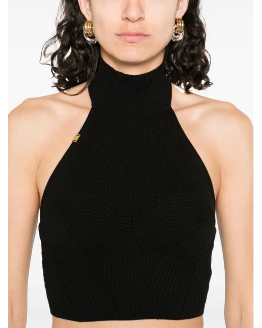 Elisabetta Franchi Ribbed Tank Top Black