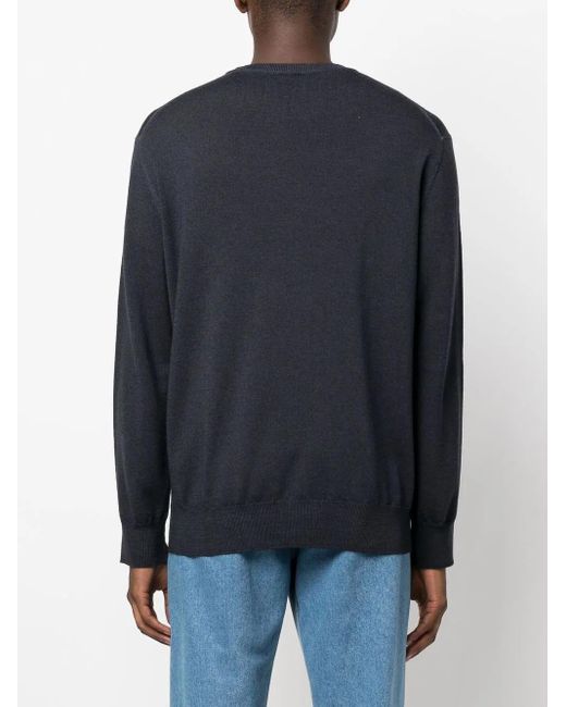Paul & Shark Blue Fine Ribbed Wool Sweater for men