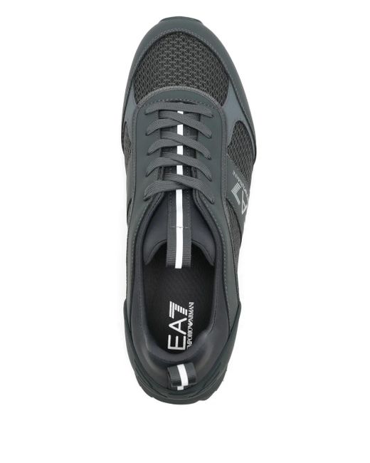 EA7 Gray Logo-Print Sneakers for men