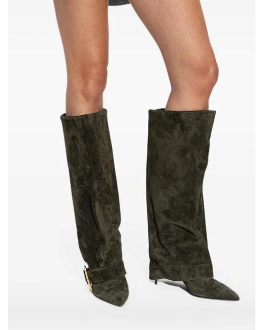 Balmain Black Anthem Buckle-Detail Suede Boots