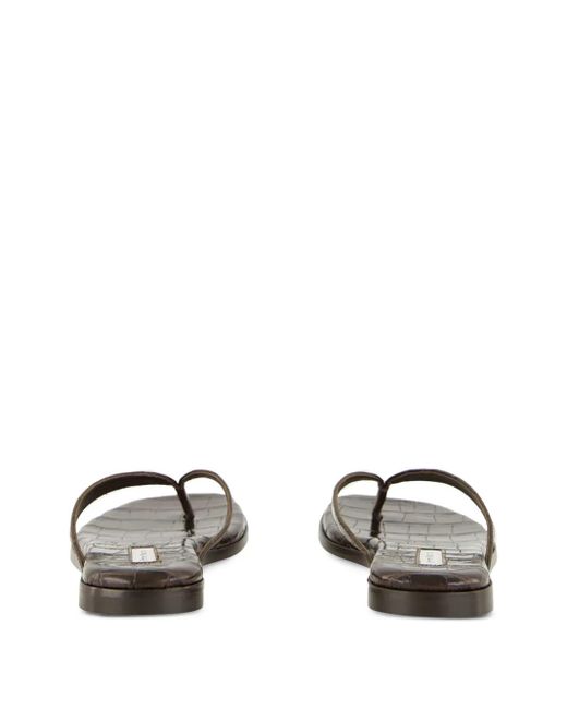 Emme Parsons Brown Embossed-Croc Flat Sandals