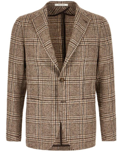Tagliatore Brown Checked Single-Breasted Blazer for men