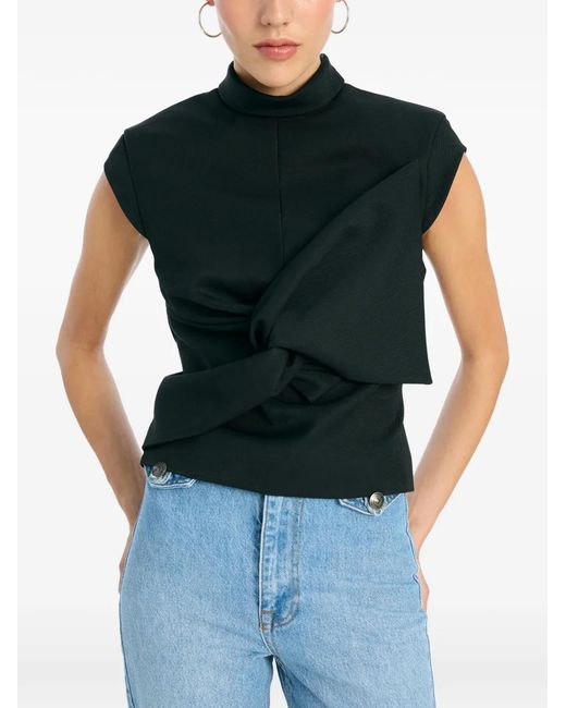 ROTATE BIRGER CHRISTENSEN Black Draped Top