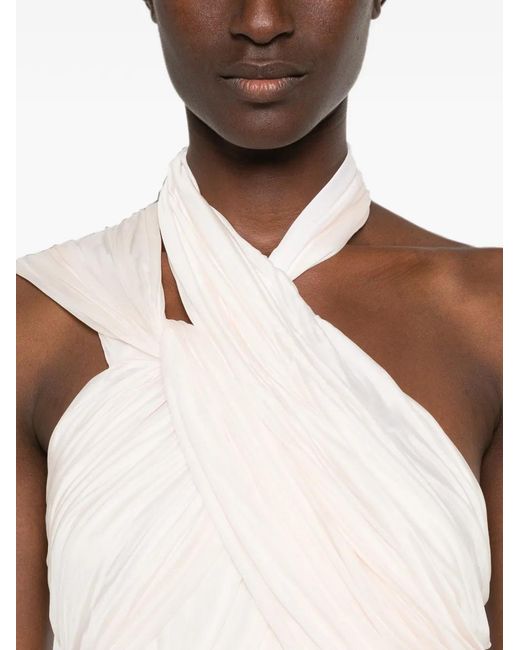 Balmain White Draped Asymmetric-Hem Mini Dress
