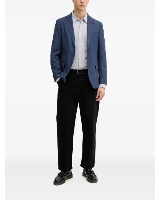 Boss Gray Textured Long-Sleeve Cotton Shirt for men